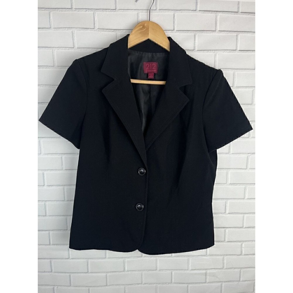 212 Collection Black Suit blazer‎ jacket shirt sleeves Women’s 8